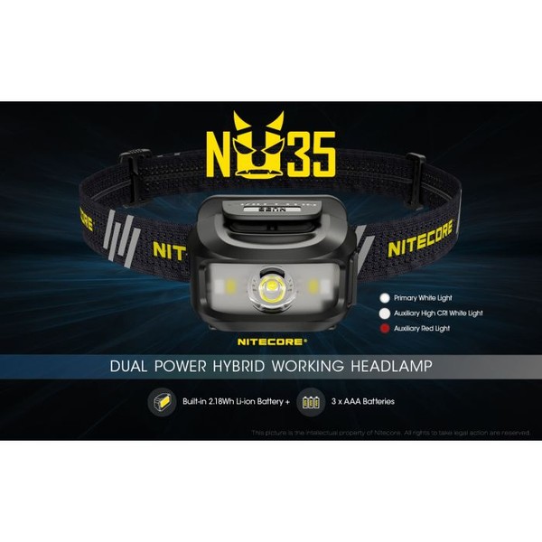 Nitecore NU35 Oplaadbaar Hoofdlampje - Zwart Nitecore NU35 Oplaadbaar Hoofdlampje - Zwart