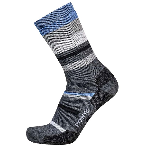 Point6 37.5 Mixed Stripe Medium Crew Gray - Maat M: 38-41