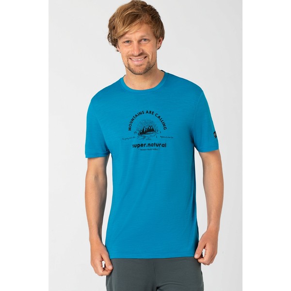 Super.Natural Merino Mountain Call Tee Metryal Blue Heren - Large Super.Natural Merino Mountain Call Tee Metryal Blue Heren - Large