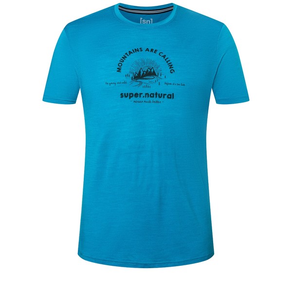 Super.Natural Merino Mountain Call Tee Metryal Blue Heren - Large Super.Natural Merino Mountain Call Tee Metryal Blue Heren - Large